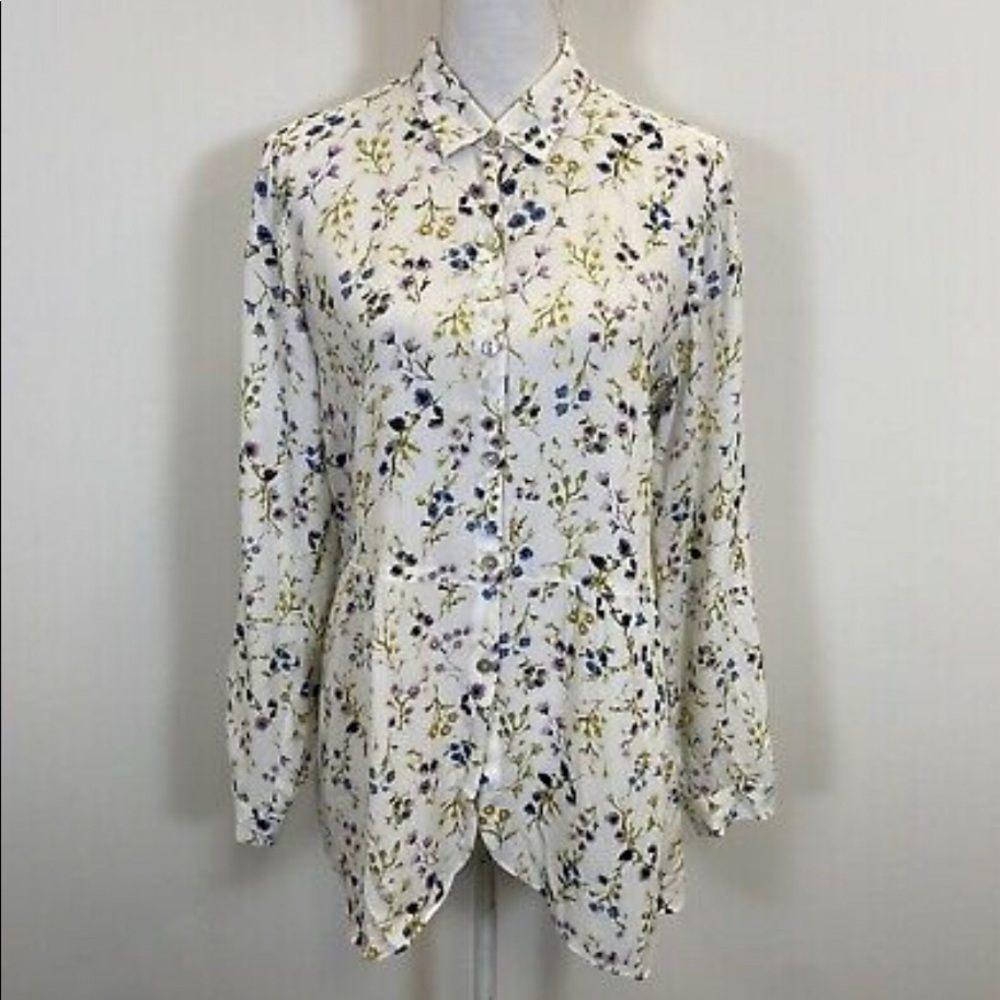 J. JILL Floral Button Front Tunic Shirt